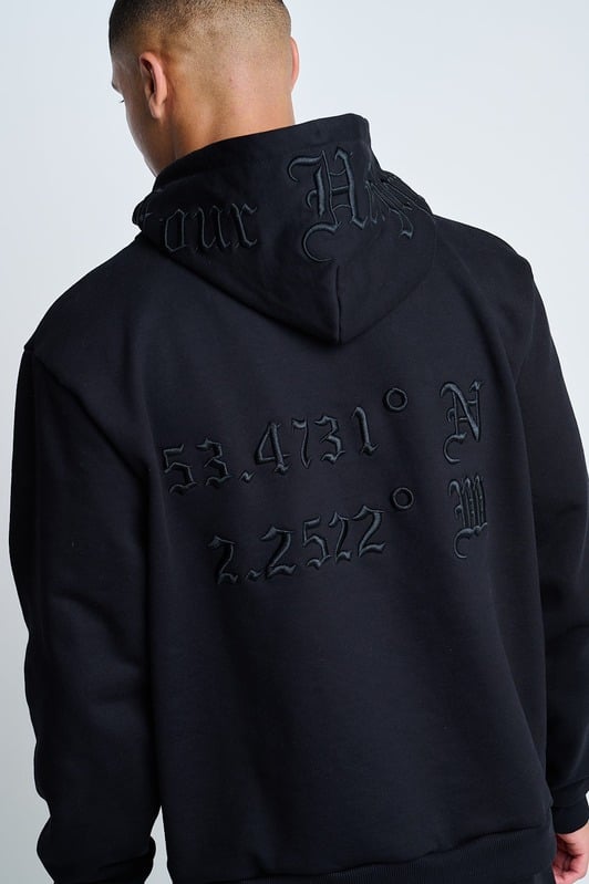 Vantara Black Embroidered Hoodie