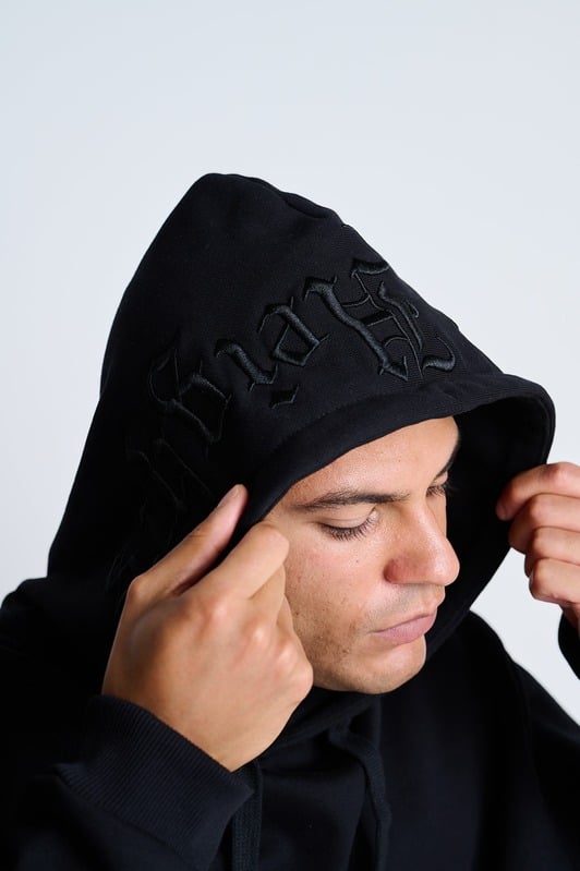 Vantara Black Embroidered Hoodie