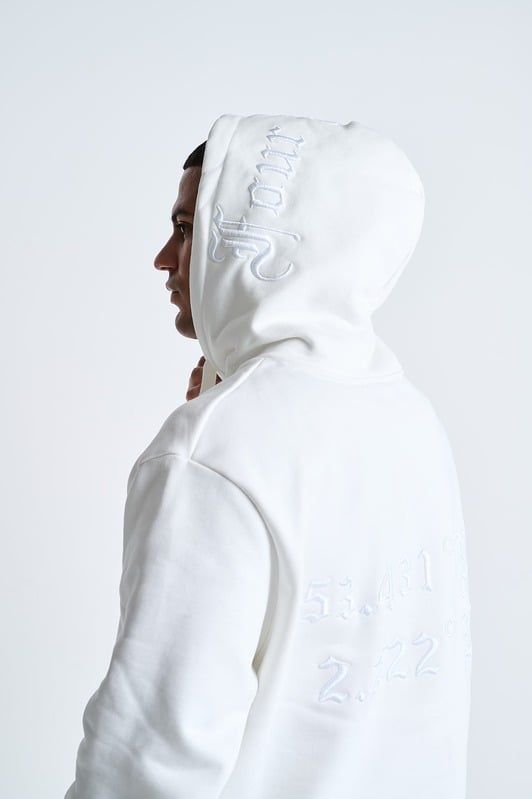 Off White Embroidered Hoodie