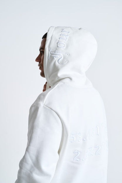 Off White Embroidered Hoodie